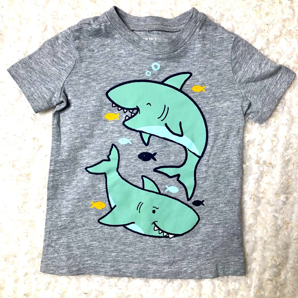 Carter’s Shark Tee, Grey color, size- 18 months